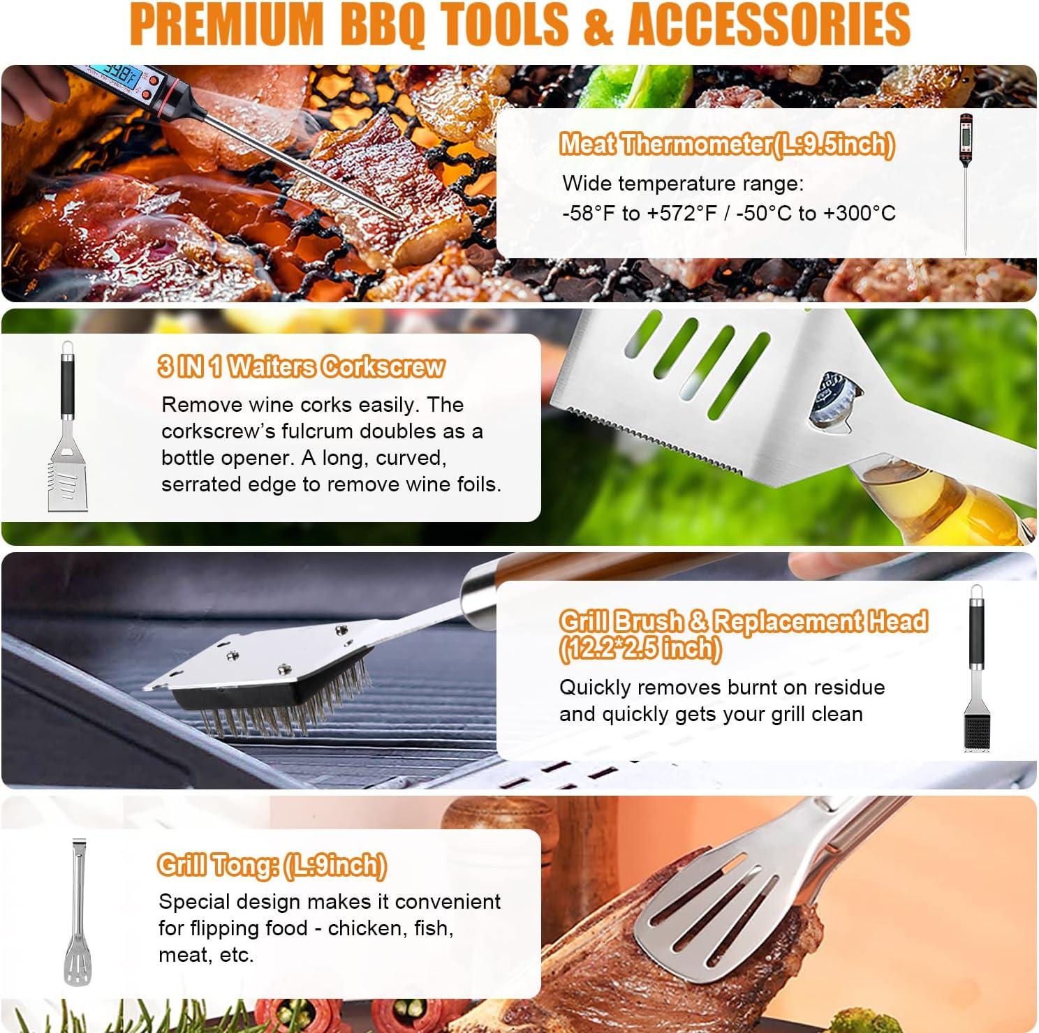 38-Piece Stainless Steel BBQ Grill Tool Set with Aluminum Case