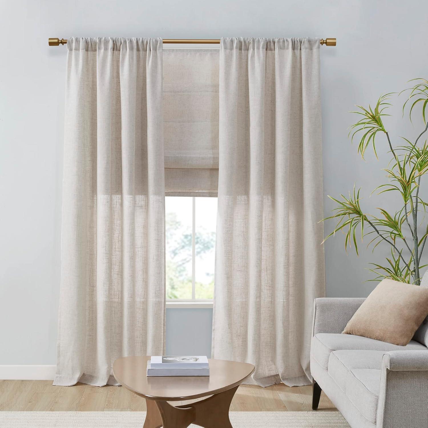 Madison Park Kyler Natural Linen Blend Light Filtering Curtain Panel Pair 52x84" (Set of 2)