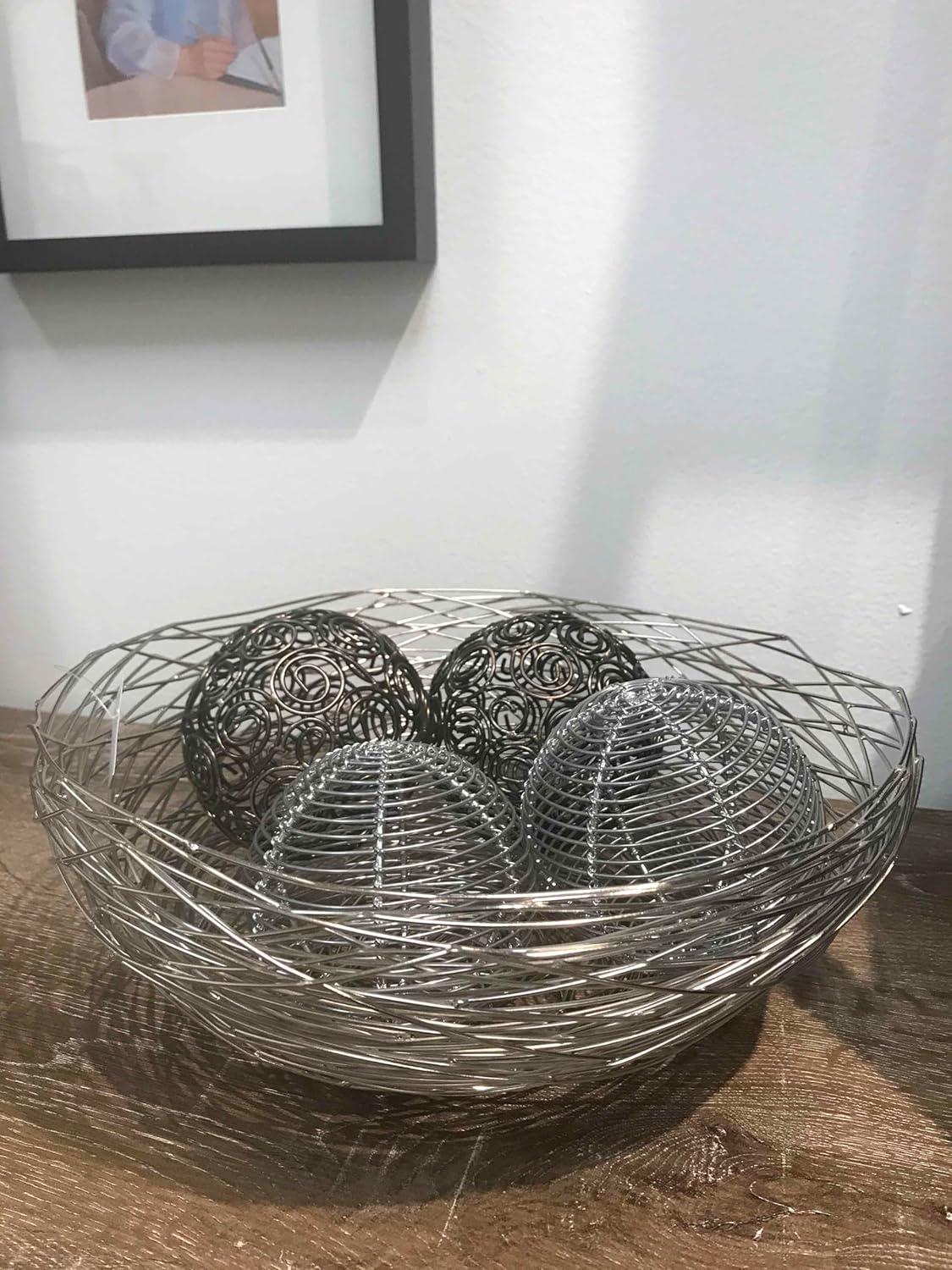 Modern Day Accents5700Wire BowlGuita Wire Bowl, Iron, Silver, Table top, Fruit, Vegetables, Eggs, Light, See through, Accents, Kitchen, House, Office, Nest, D√©cor, 12" x 12" x 5.5"Silver