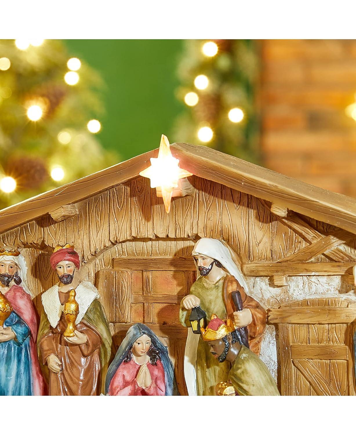 The Twillery Co.® 12.5"L Lighted Resin Nativity House