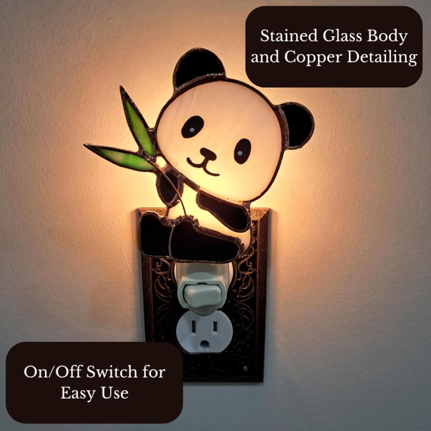 Gift Essentials Night Light Stained Glass White Panda Nightlight Incandescent Light Bulb