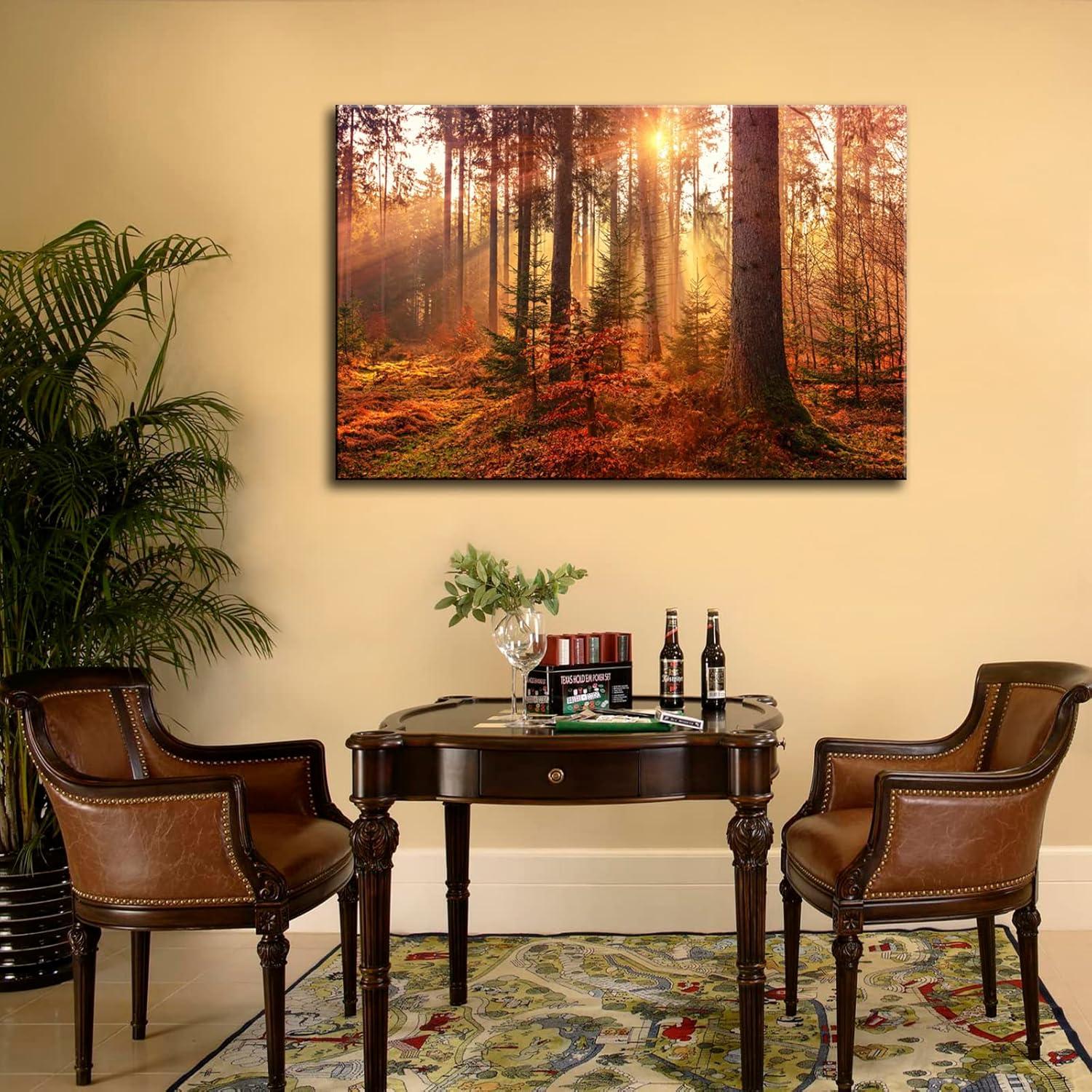 Mystery Forest Autumn Trees Canvas Wall Art Print 36x24