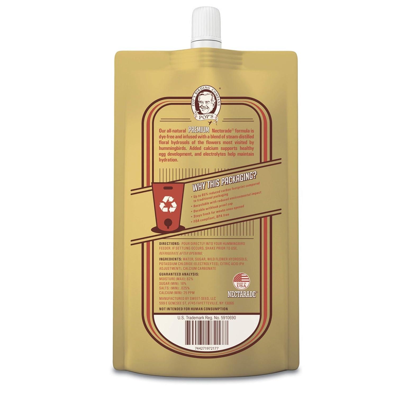 POP’S Nectarade Hummingbird Nectar Concentrate - Delicious & Sweet Hummingbird Food Made in The USA - Natural Ingredients & Dye Free(Ready to Use, All Natural Clear Formula, 8.5 oz)