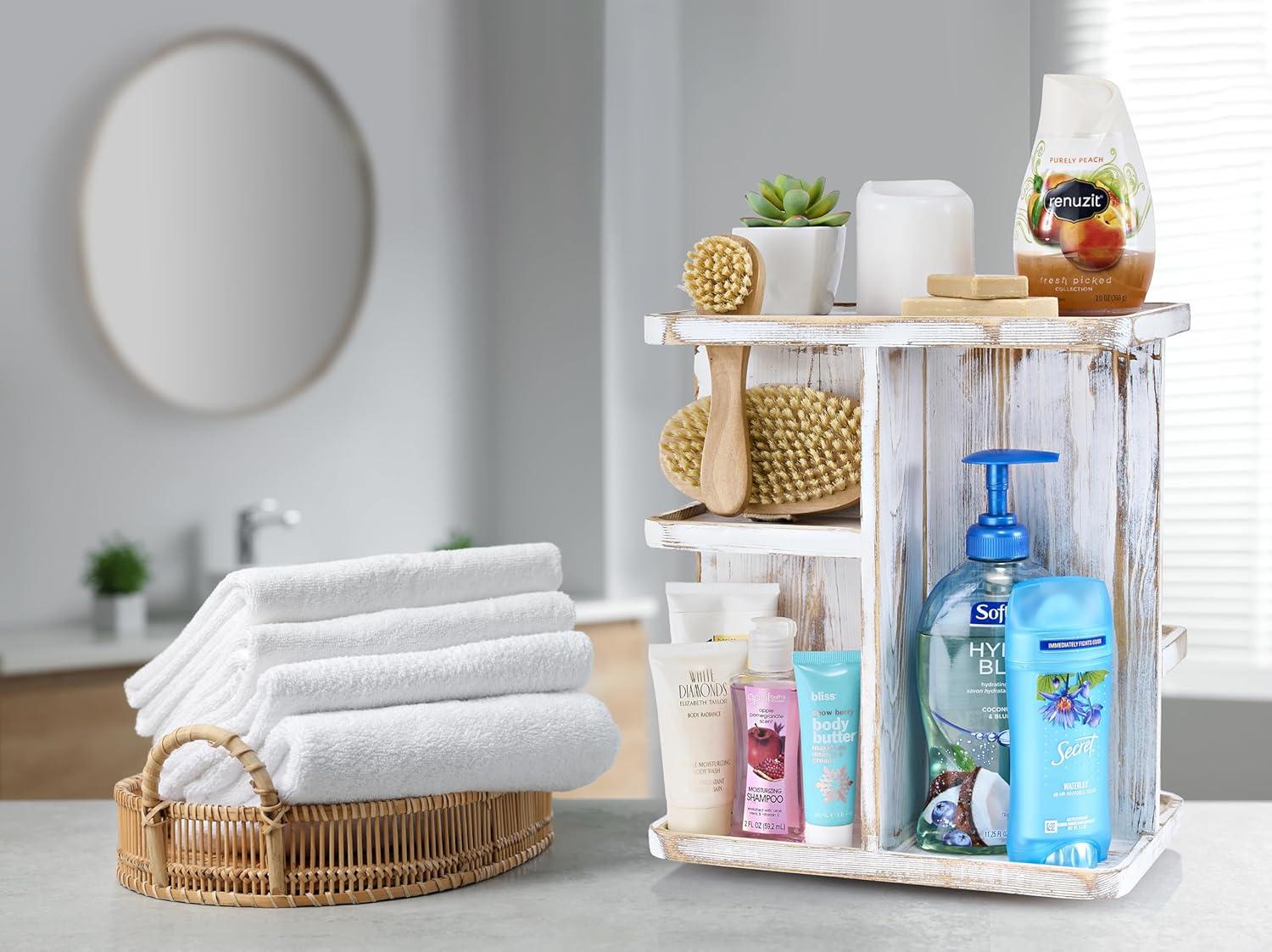 Sorbus 360 degree Rustic Bamboo Rotating Makeup Organizer