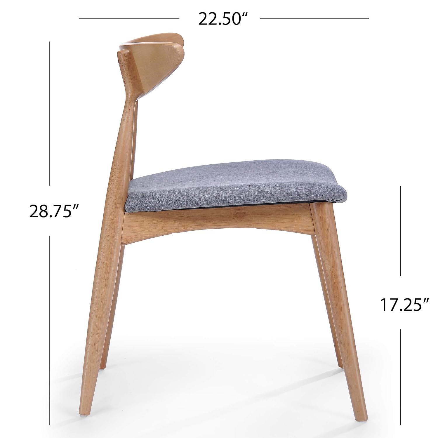 Christopher Knight Home Barron Mid Century Modern Rubberwood Fabric Upholstered Dining Chairs (Set of 2), Gray/Natural Oak