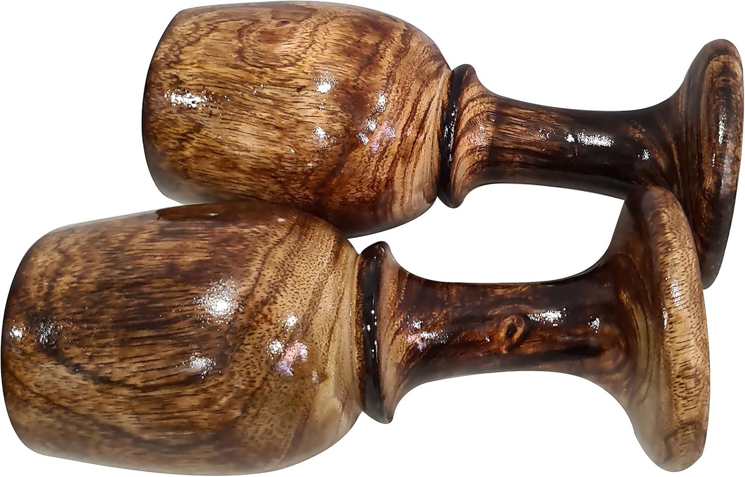 collectiblesBuy Vintage Rustic Wooden Wine Goblet Bar Drinkware Cup Wood Chalice Eco- Friendly Set of 2