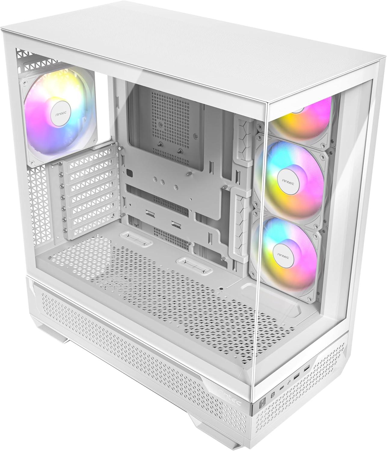 Antec C7 ARGB White, RTX 40 GPU Support, 4 x 120mm ARGB PWM Fans Included, Vertical GPU Cooling, Type-C 10Gbps, Seamless Tempered Glass Front & Side Panels, 360mm Radiator Support, Mid-Tower E-ATX PC