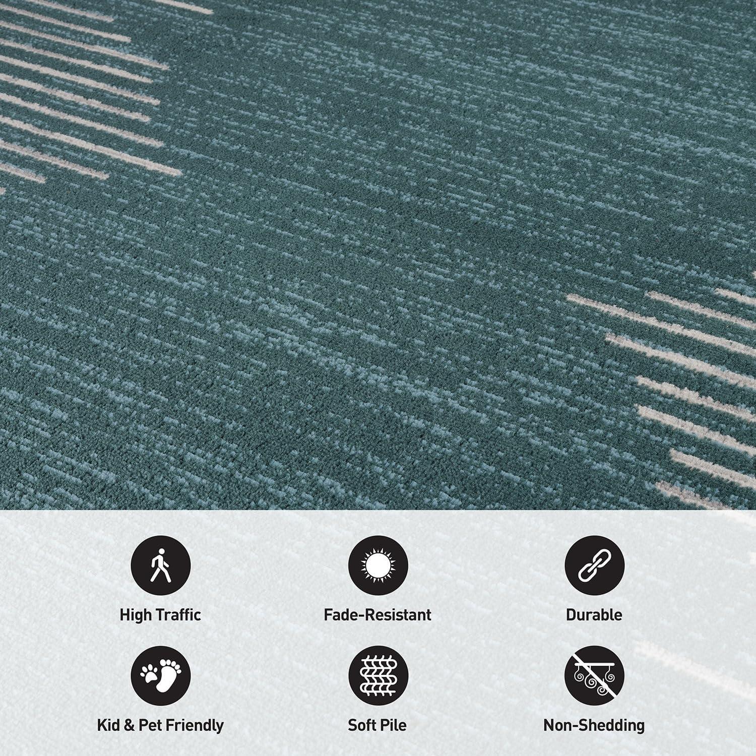 World Rug Gallery Bohemian Stripe Area Rug - TEAL 5'x7'