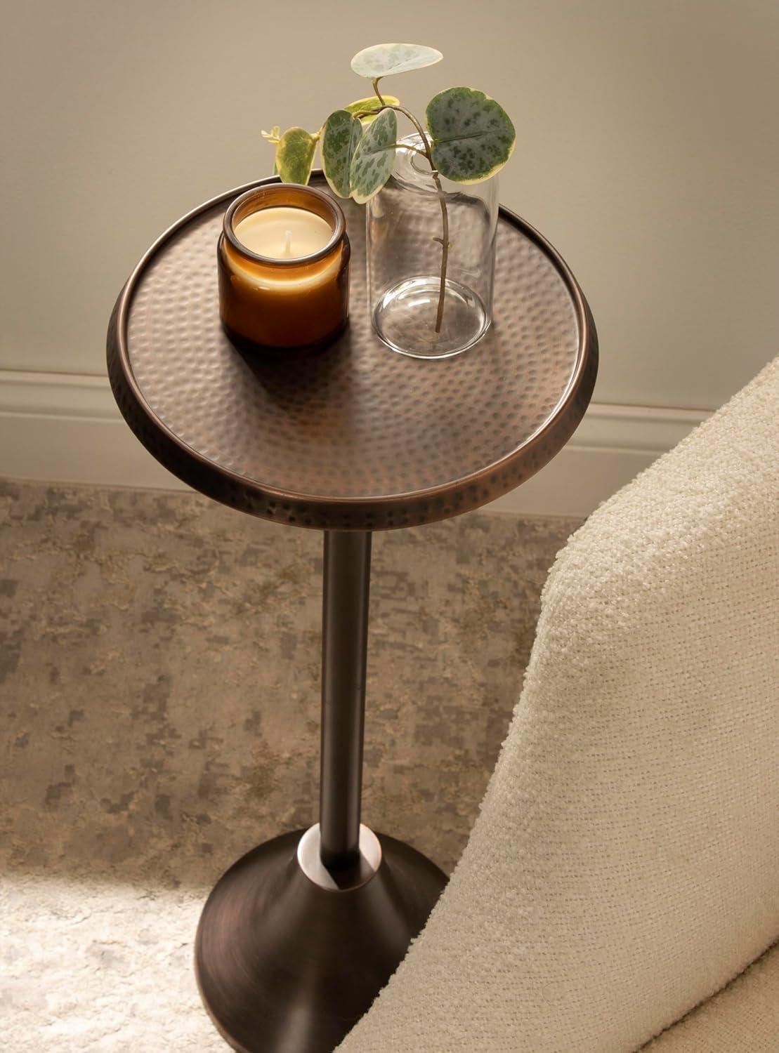 Kate and Laurel Sanzo Round Metal Drink Table, 9x9x23, Bronze