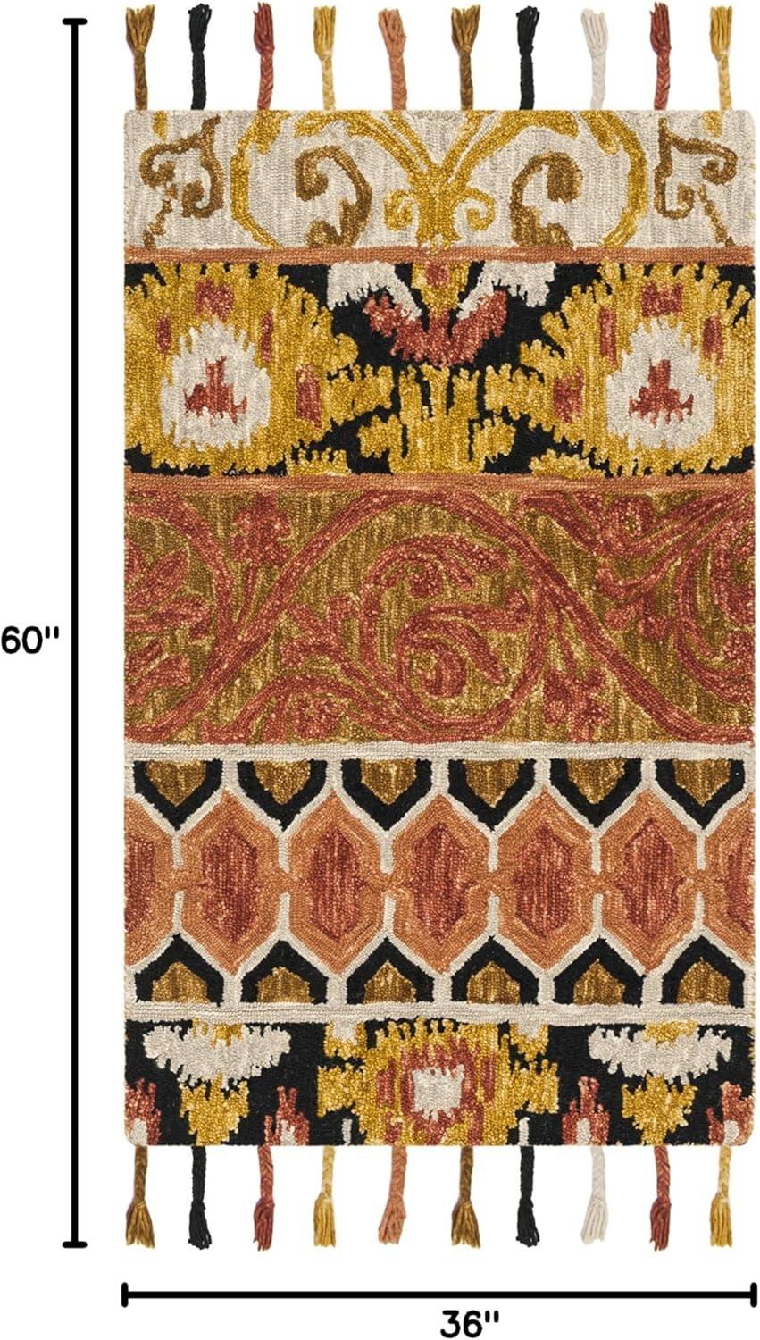 Suzani SZN203 Hand Hooked Indoor Accent Rug - Rust/Gold - 3'x5' - Safavieh.