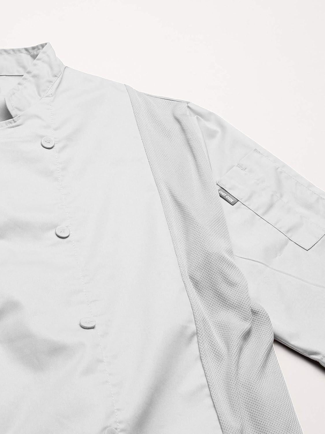 Chef Code Cool Breeze Side Vent Chef Coat, Short Sleeves White XS