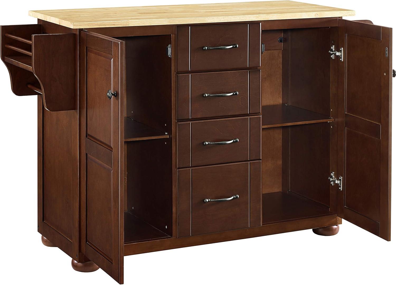 Crosley Eleanor Natural Wood Top Kitchen Island in Mahogany