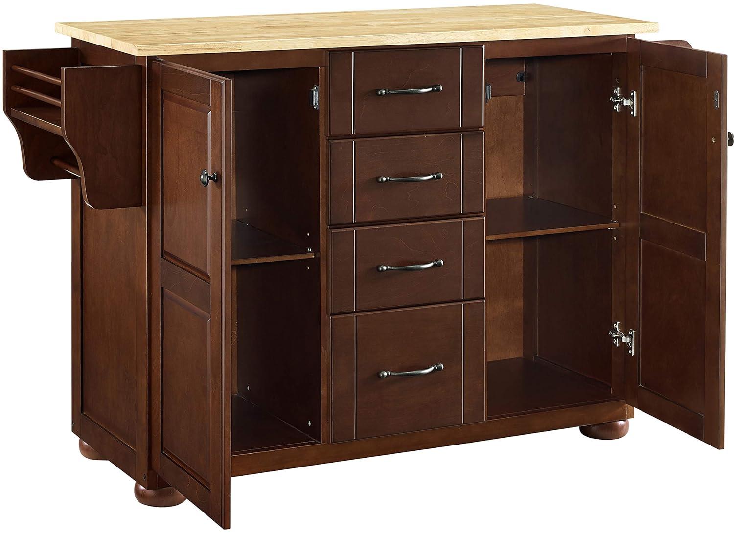 Crosley Eleanor Natural Wood Top Kitchen Island in Mahogany