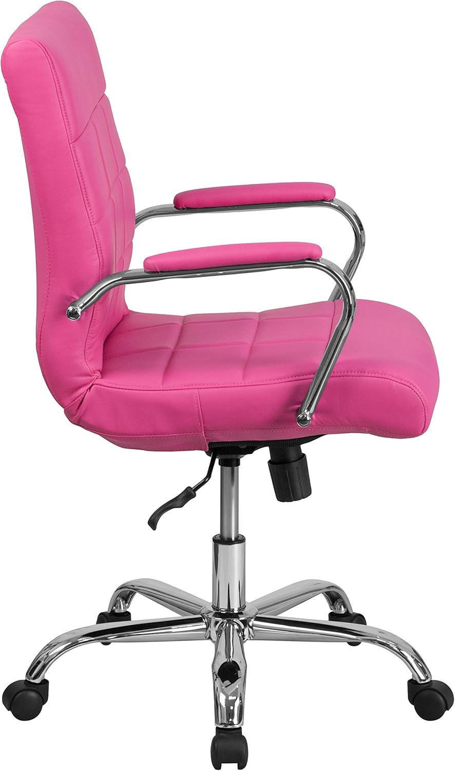 Flash Furniture Mid-Back Vinyl Executive Swivel Office Chair with Chrome Base and Arms