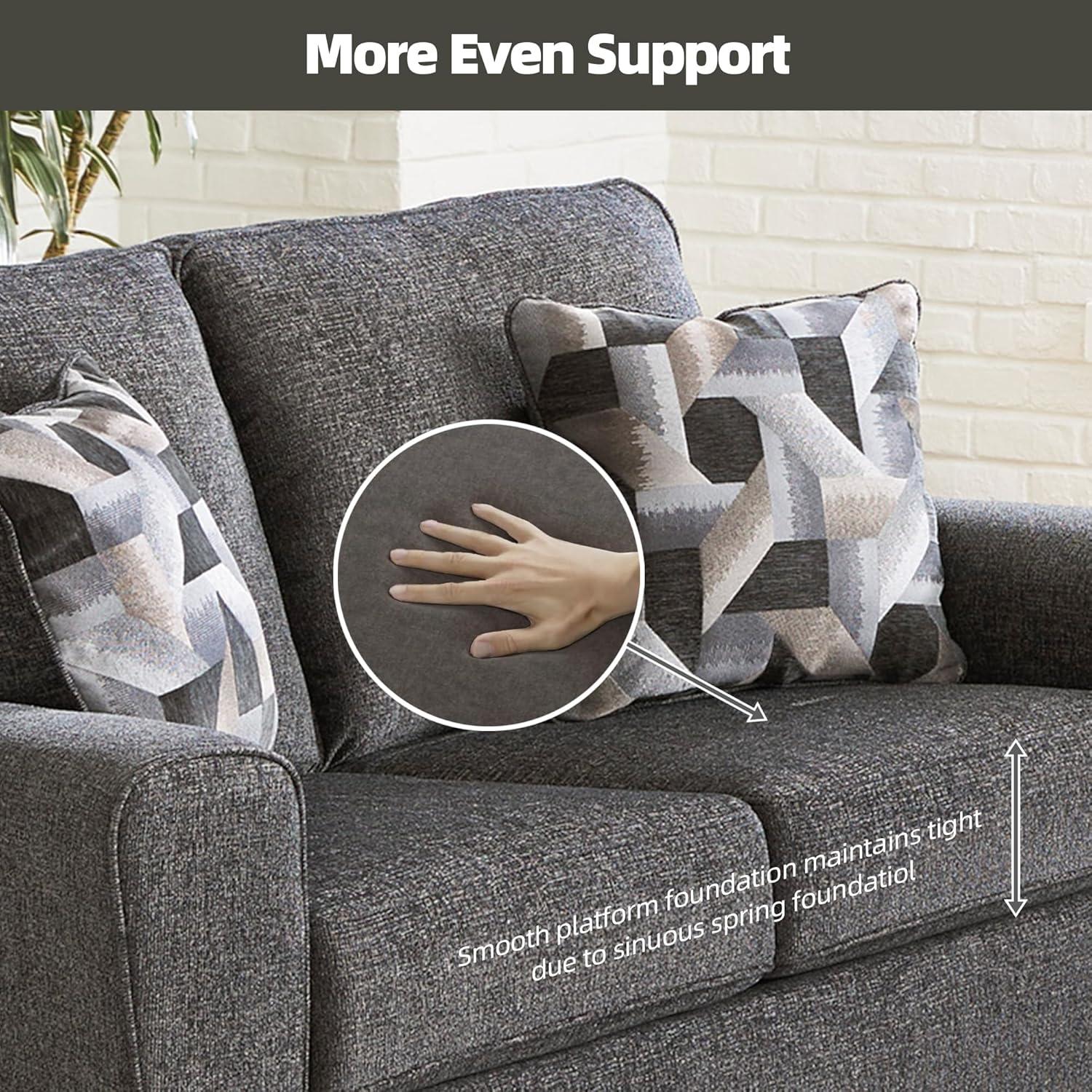 Signature Design by Ashley Cascilla Contemporary Fabric & Wood Loveseat in Gray