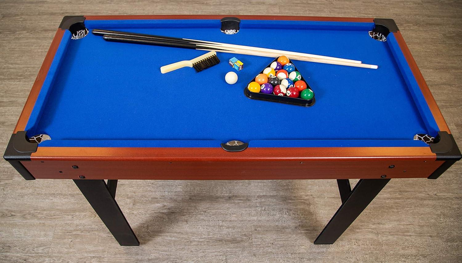 Triad Compact 48" Blue Multi-Game Table with Billiards, Hockey, and Table Tennis