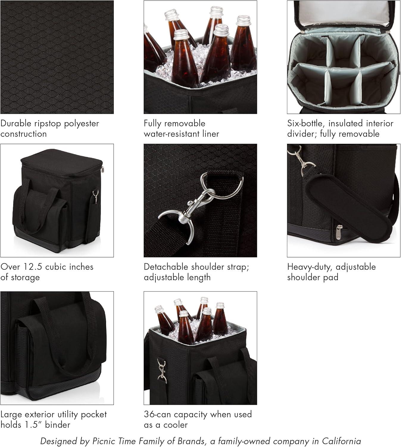 LEGACY Cellar 6-Bottle Wine Carrier & Cooler Tote - Insulated Traveling Portable Wine Bag Platinum