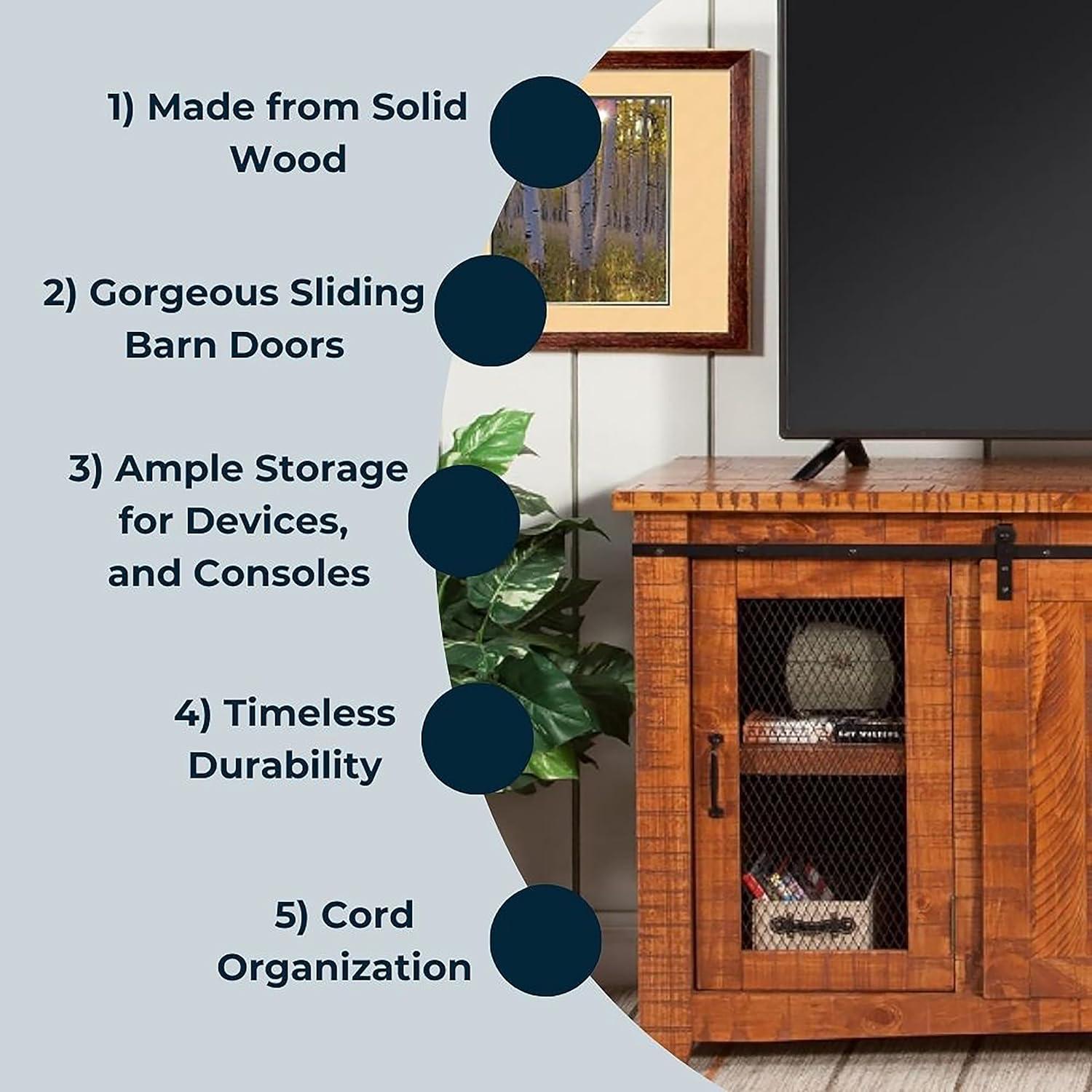 Omaha 65" Solid Wood TV Stand Honey Tobacco Finish - Martin Svensson Home