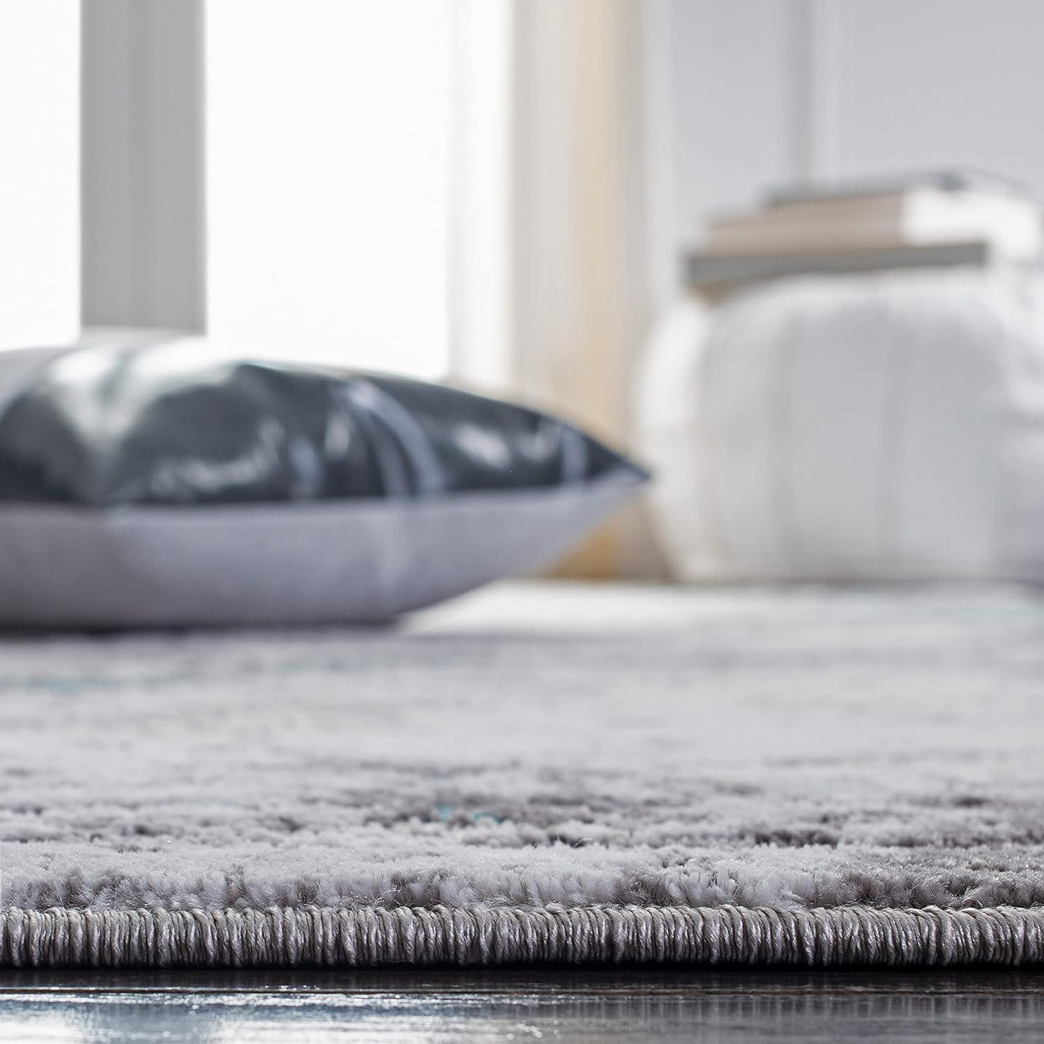 Amelia ALA232 Power Loomed Area Rug - Grey/Turquoise - 4'5"x6'5" - Safavieh.