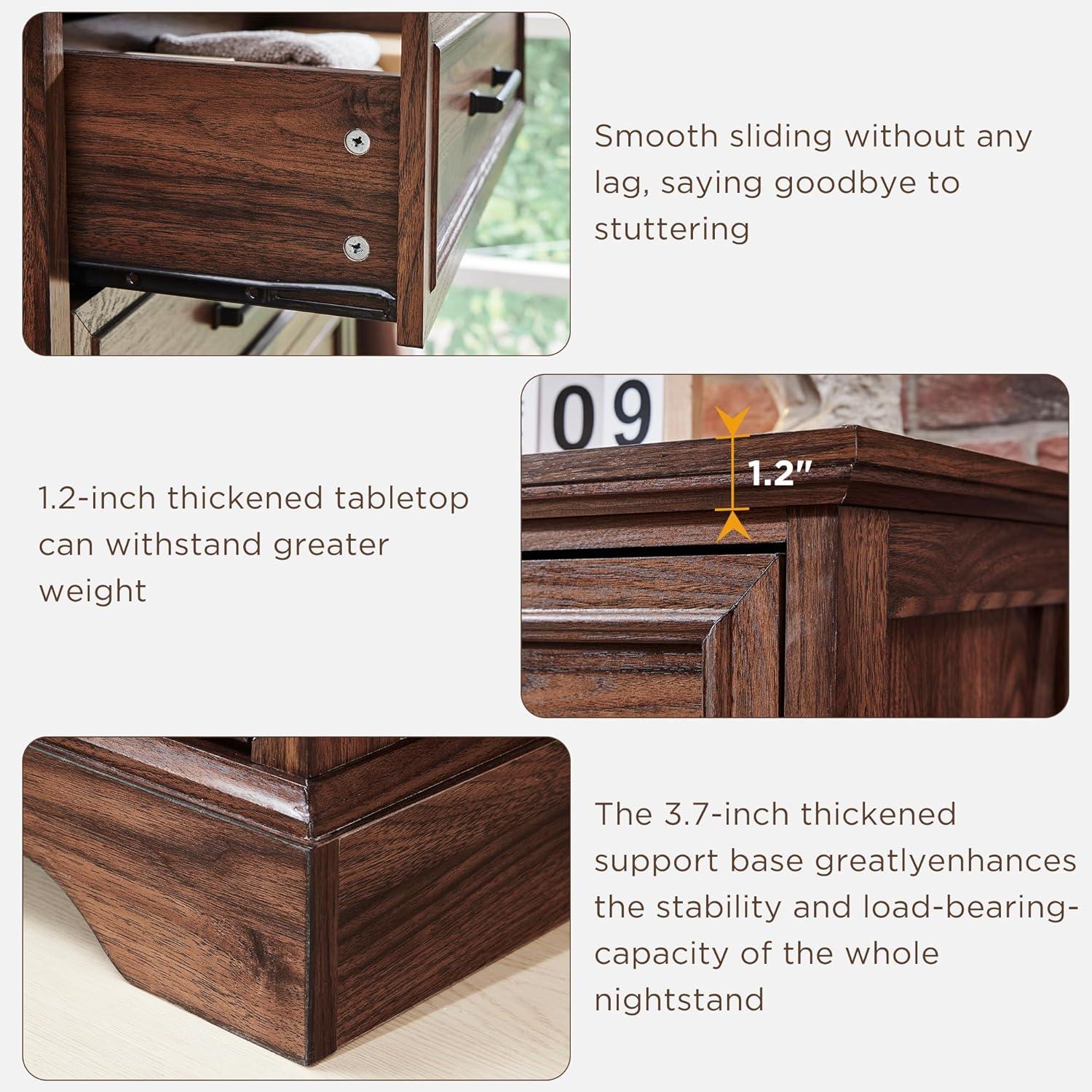 Farmhouse 5 Drawers Dresser Chests for Bedroom,46" Tall Wood Rustic Chest of Drawers with Wide Metal Handle,Natural Texture,Drawer Organizer for Bedroom,Living Room,Hallway and Entryway,Brown