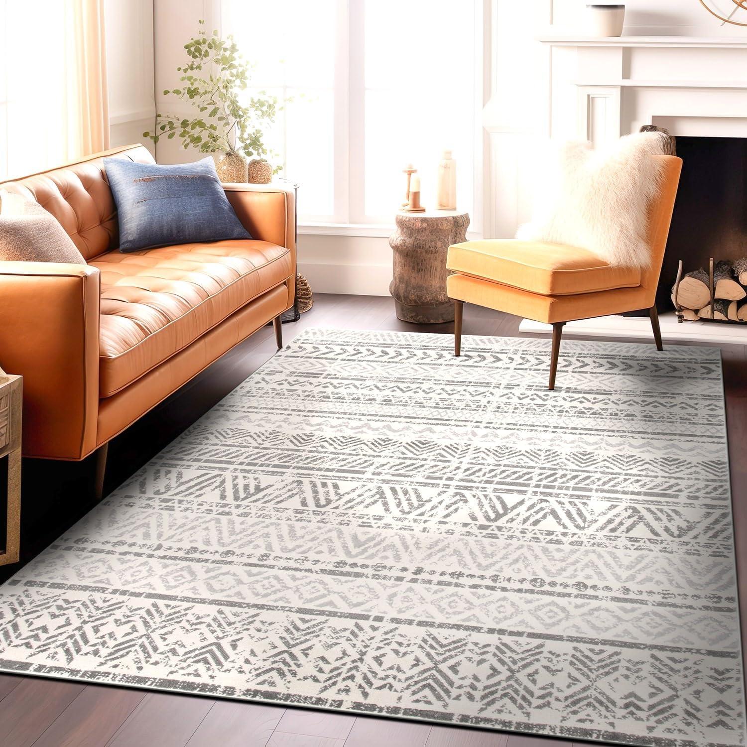 World Rug Gallery Geometric Distressed Bohemian Area Rug