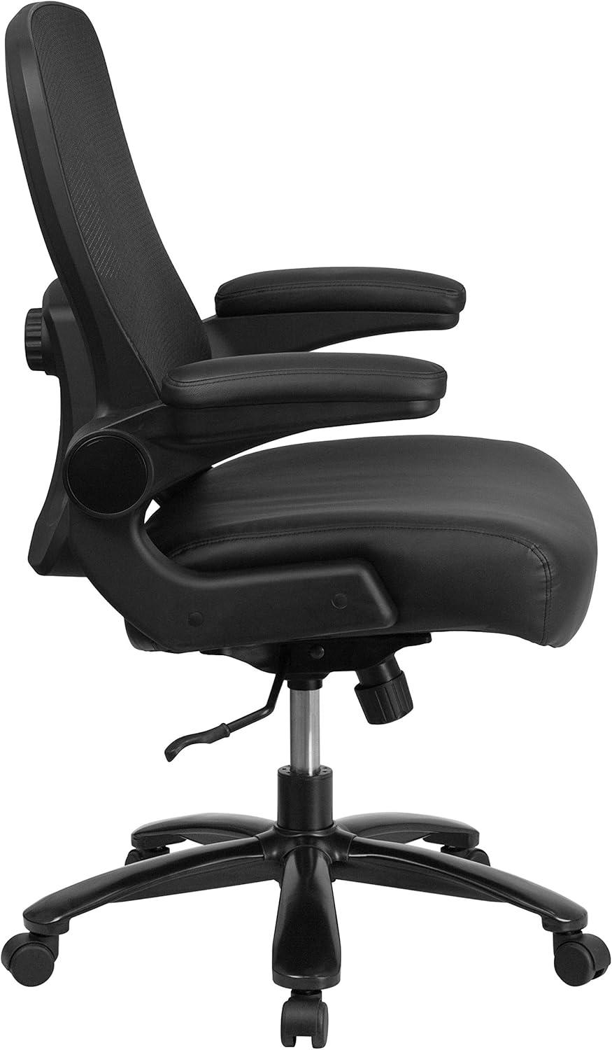 Flash Furniture HERCULES Series Big & Tall 500 lb. Rated Black Mesh/LeatherSoft Executive Ergonomic Office Chair with Adjustable Lumbar
