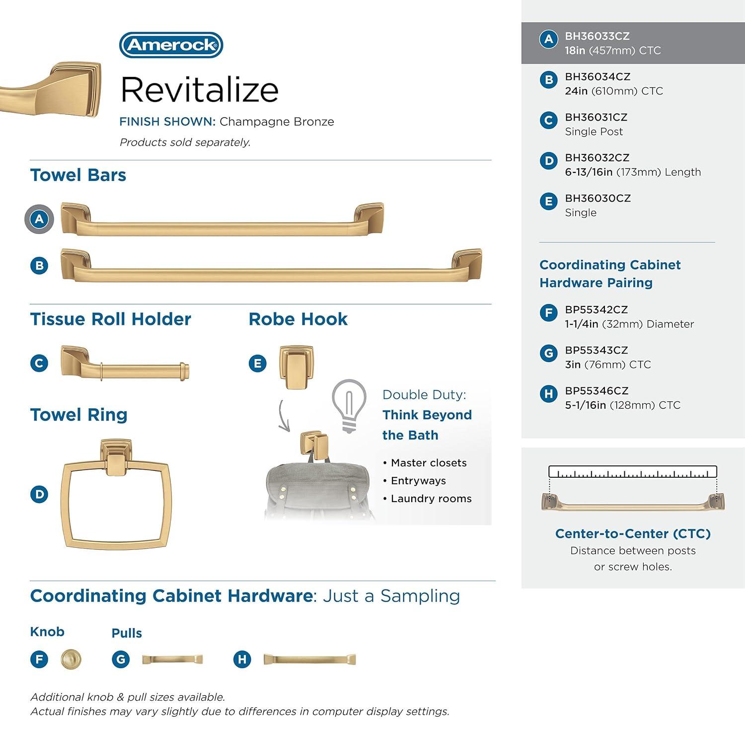 Amerock Revitalize 19.75" Wall Mounted Towel Bar BH36033CZ