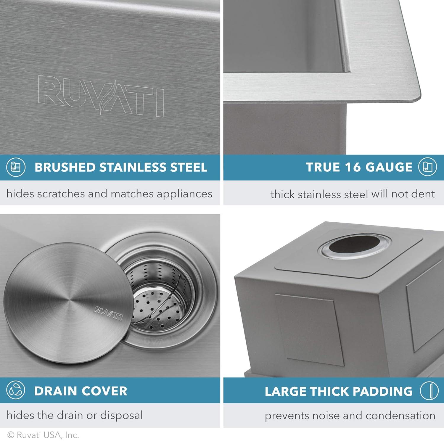 Ruvati RVH8308 Ruvati Workstation Undermount 16 Gauge Stainless Steel Kitchen Sink Single Bowl