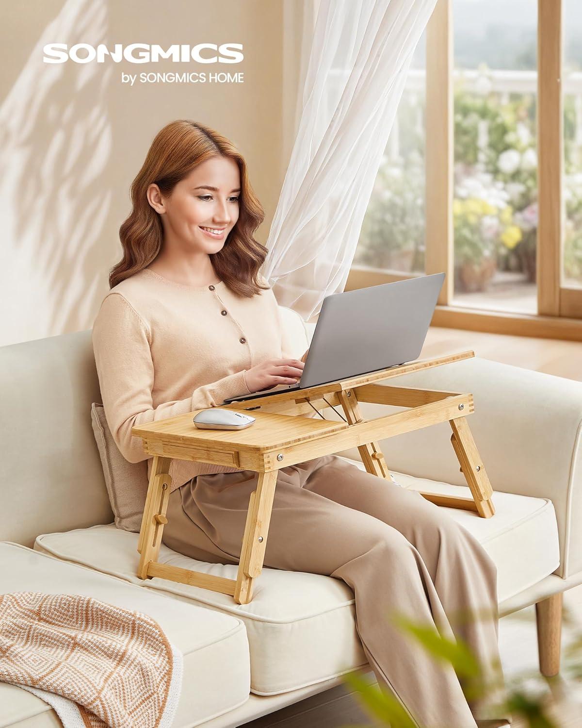 Bamboo Foldable Lap Desks for Laptop, Portable Bed Tray Table, Working,Snack Tray Breakfast Tray Bed Table Drawing Table