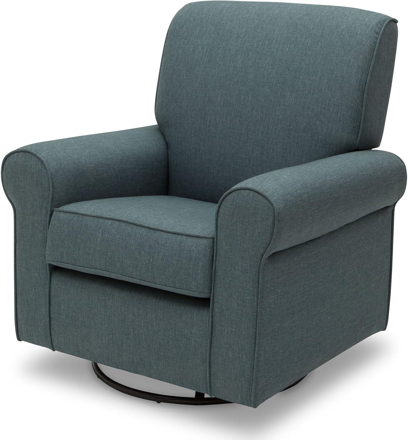 Sand Upholstered Swivel Glider with Wood Frame