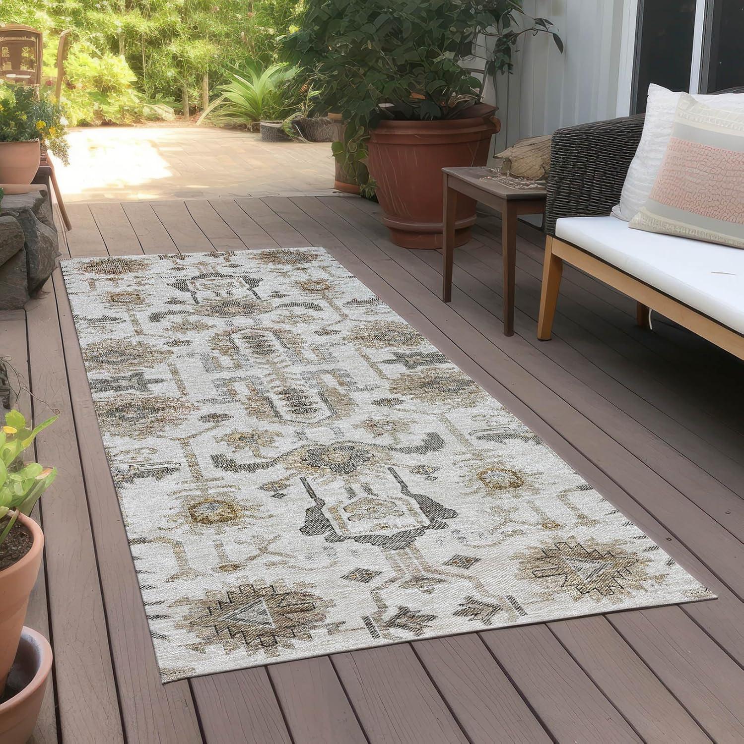 Addison Rugs Chantille Indoor/Outdoor Traditional Oriental Ivory Washable Rectangle Rug, 1'8" x 2'6"