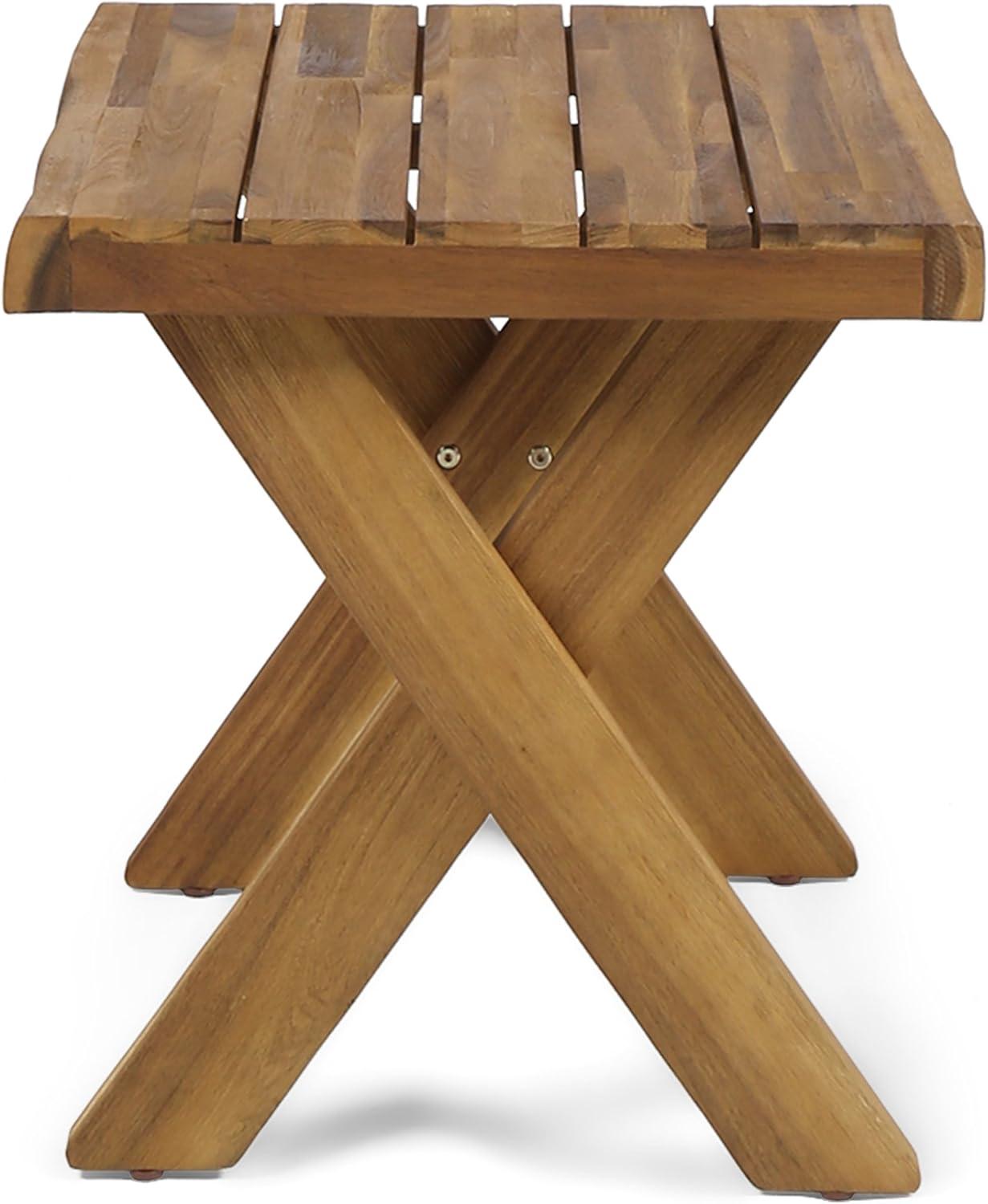 GDF Studio Farrells Indoor/Outdoor Farmhouse Acacia Wood Side Table, Sandblasted Teak