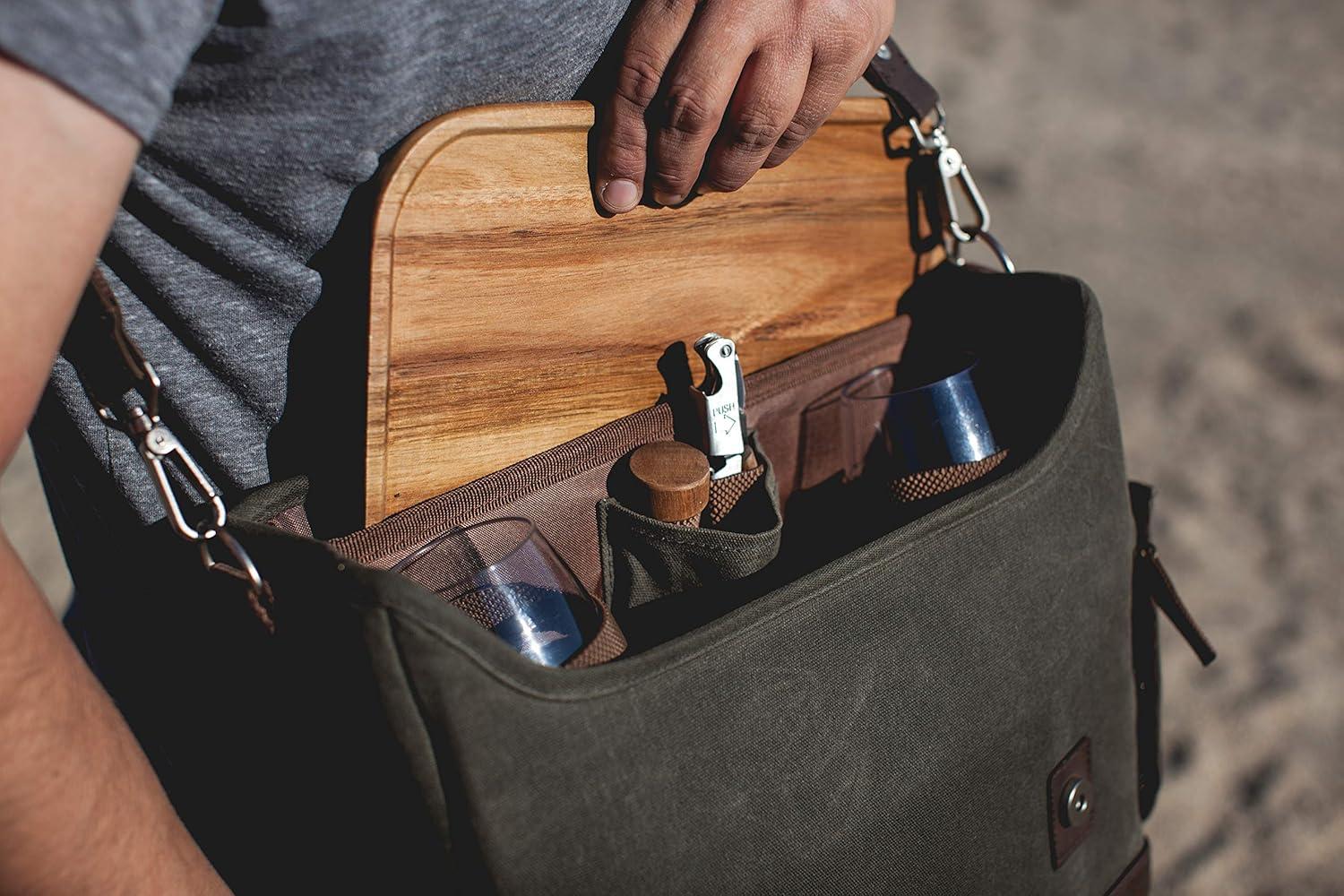 Legacy Adventure Wine Tote Bag with Wine Glasses and Mini Table Khaki