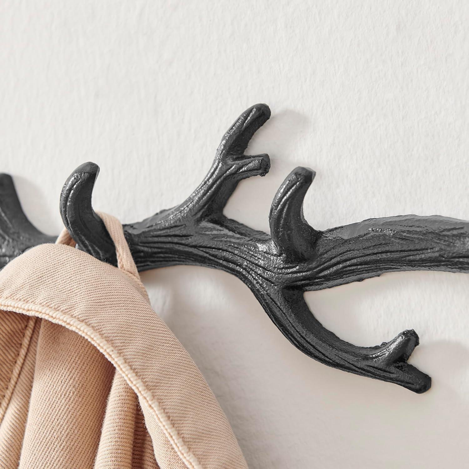 Danya B. Dark Brown Cast Iron Birds on Tree Branch Decorative Wall Sculpture Utility Hook Unit with 4 Hooks