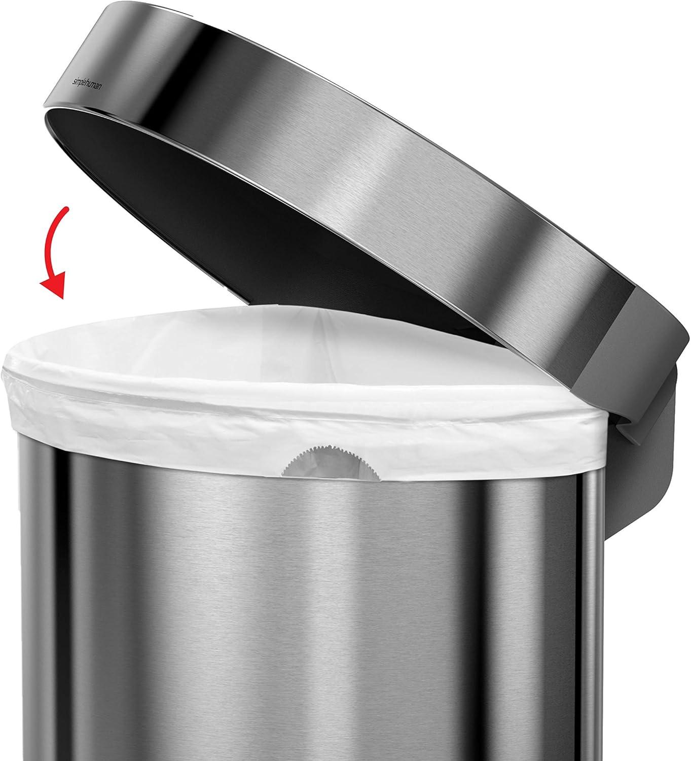 simplehuman Semi-Round Hands-Free Kitchen Step Trash Can with Soft-Close Lid