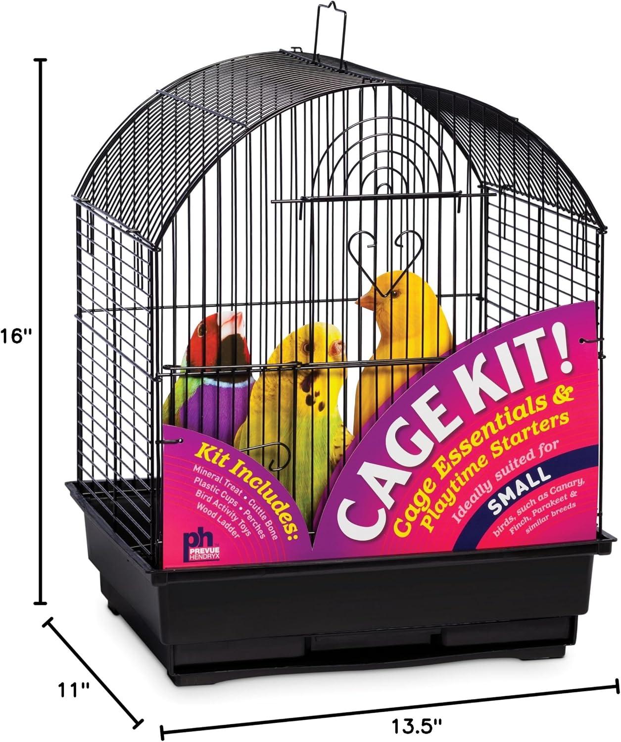 Black Round Roof Bird Cage Kit with Accessories