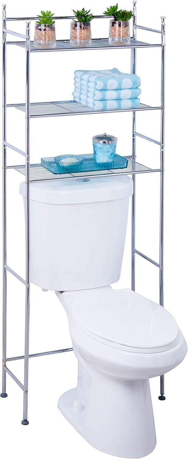 Chrome 3-Tier Over-the-Toilet Bathroom Storage Shelf