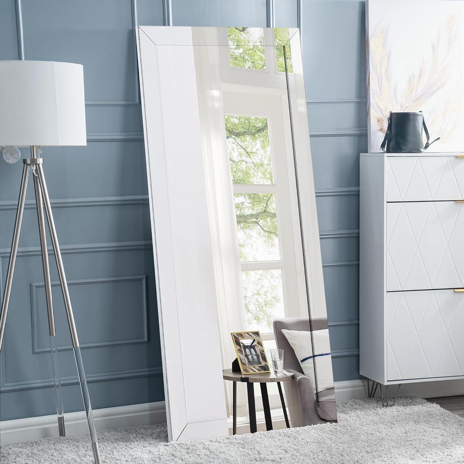 Mirrored Bevel Floor Mirror 70" x 30" by Naomi Home