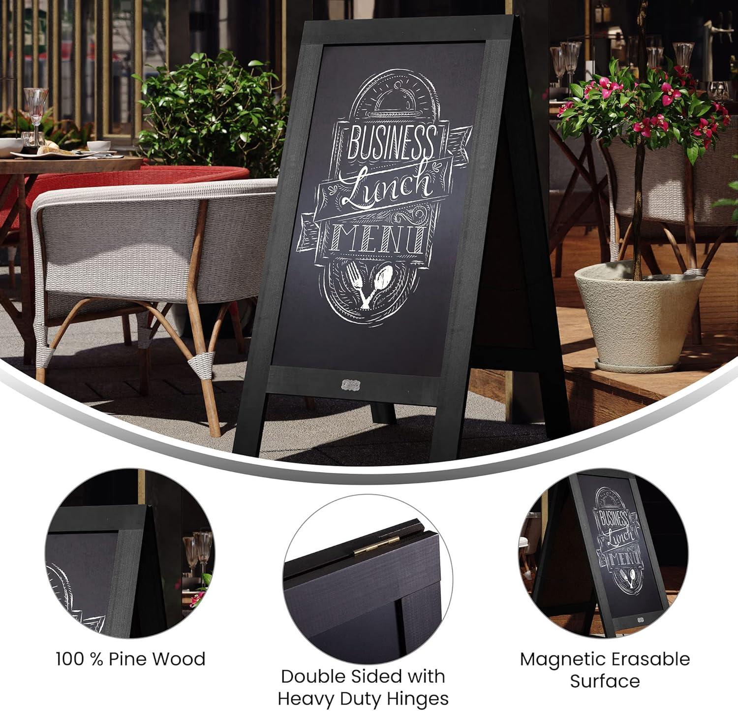 Flash Furniture Wood A-Frame Magnetic Chalkboard Set with Markers, Stencils, and Magnets