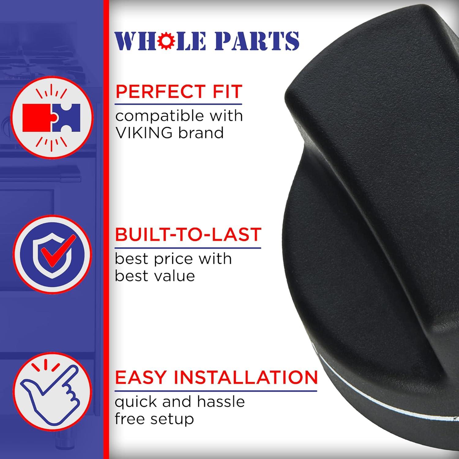 Whole Parts Replacement Knob (Black) Part # PA010122 - Replacement & Compatible with Some Viking VGRC, IC, RT Grill