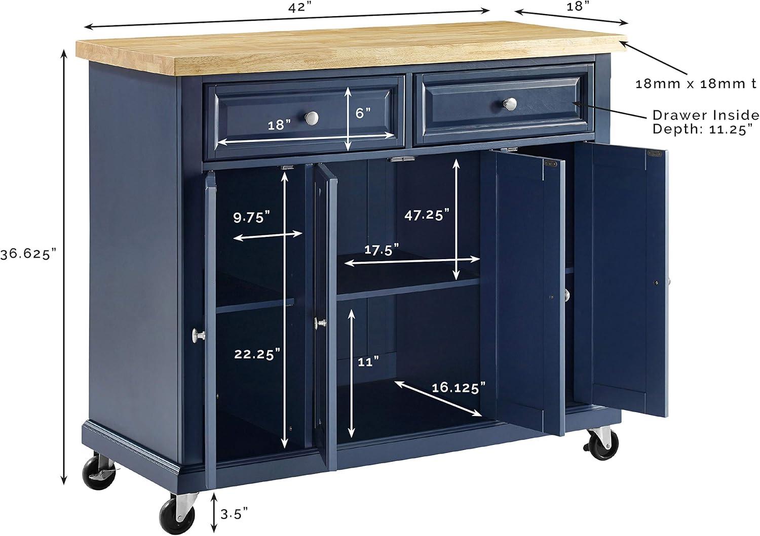 Madison Solid Wood Top Kitchen Island