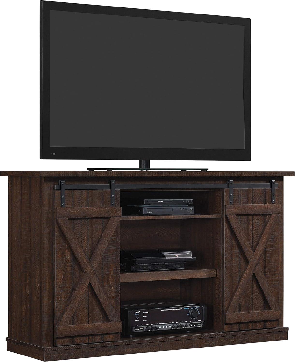 Twin Star Home Terryville Barn Door TV Stand for TVs up to 60", Dark Gray