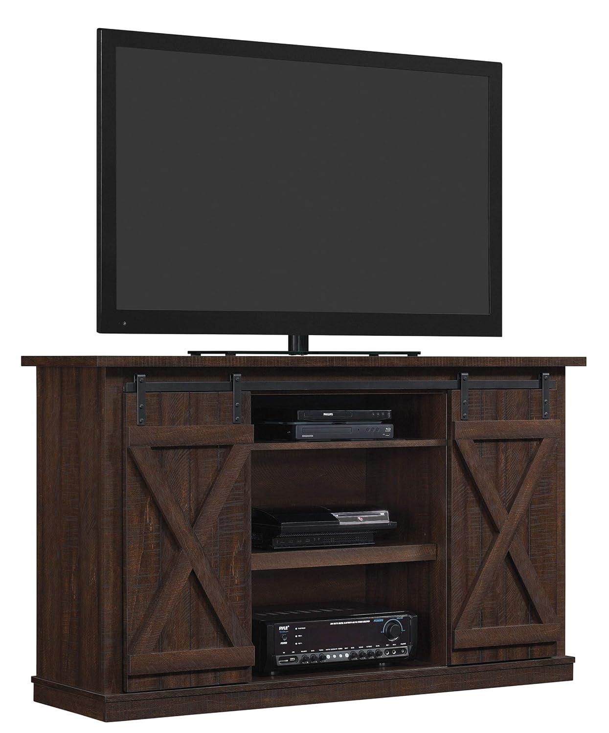 Twin Star Home Terryville Barn Door TV Stand for TVs up to 60", Dark Gray