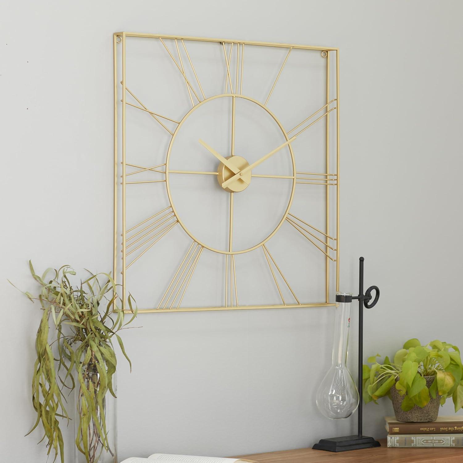 24"x24" Metal Open Frame Square Wall Clock - CosmoLiving by Cosmopolitan