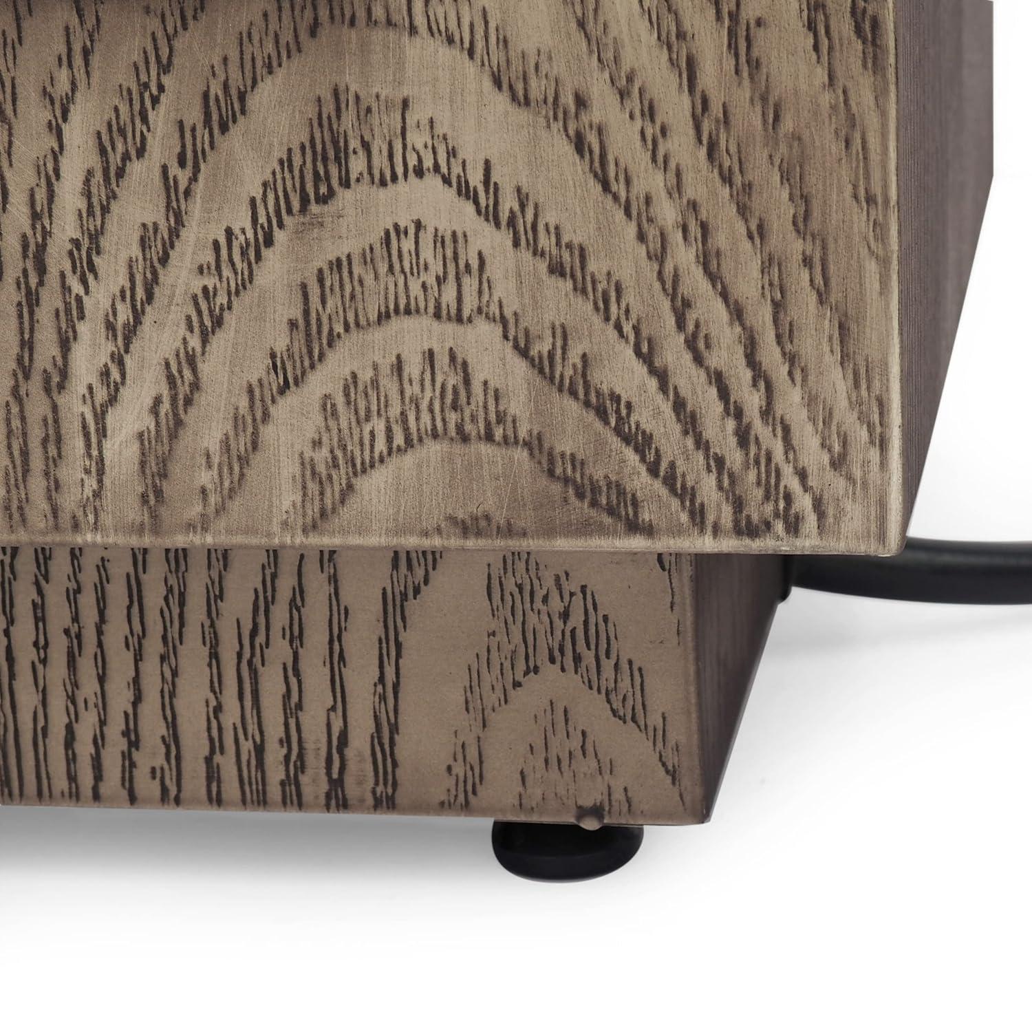 Christopher Knight Home Wellington Outdoor 50000 BTU Rectangular Fire Pit Wood Pattern Brown:  No Assembly, Push Button Ignition