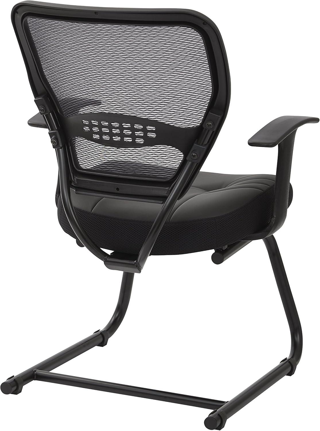 Professional Air Grid Back Visitors Chair with Bonded Leather Seat in Black