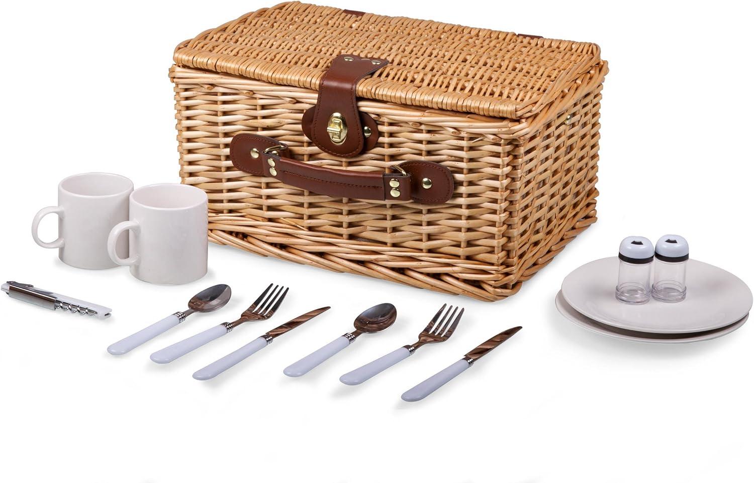 Picnic Time Catalina Wicker Picnic Basket with Picnic
