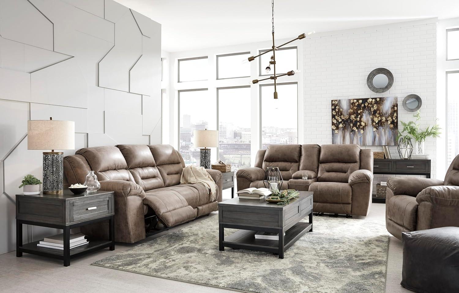 Signature Design by Ashley Stoneland Reclining Sofa in Light Brown