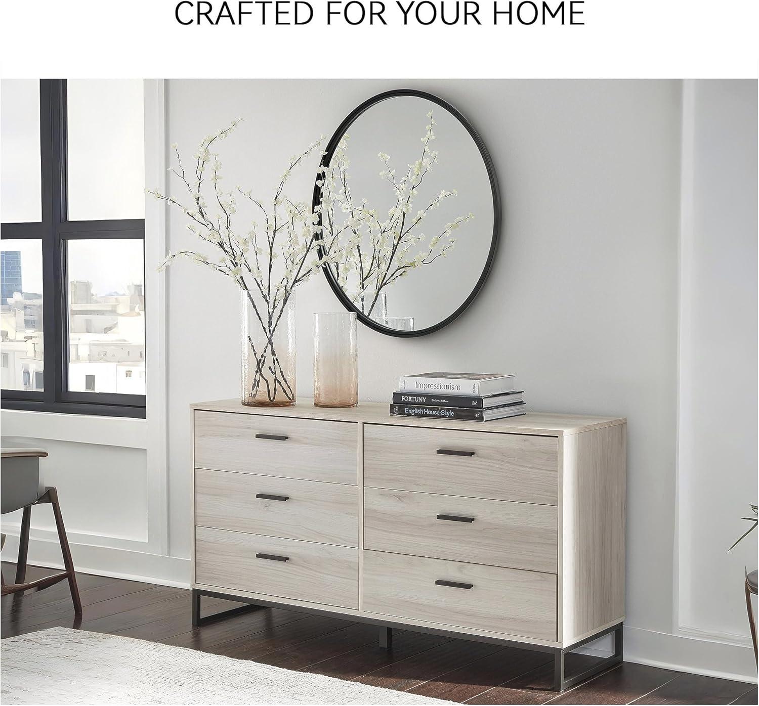 Signature Design by Ashley Contemporary Socalle 6 Drawer Dresser, Light Natural