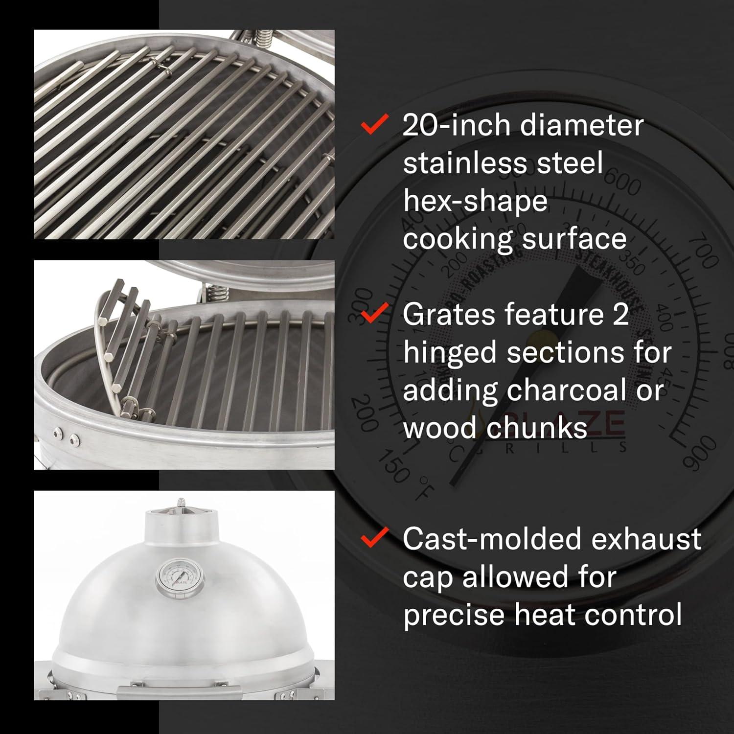 Blaze 20-Inch Cast Aluminum Kamado Grill - BLZ-20-KAMADO